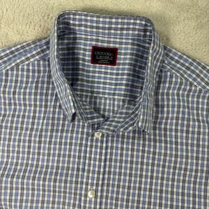 UNTUCKit Shirt Mens 2XL Blue Durif‎ Relaxed Fit Wrinkle Free Collar Button Down